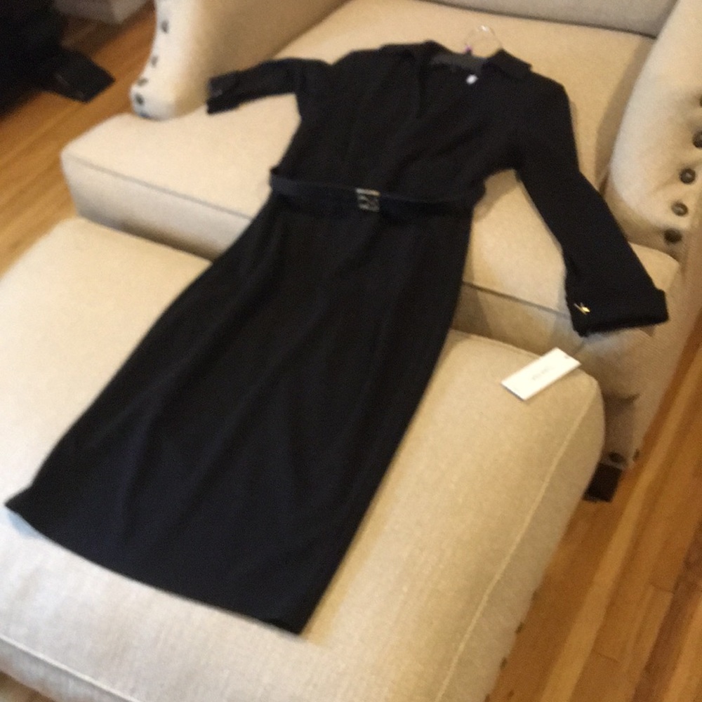 Calvin Klein Size 6 Black Belted Dress